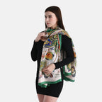La Marey Elegant Horse Pattern Satin Scarf (180x80cm) - White