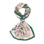La Marey Elegant Horse Pattern Satin Scarf (180x80cm) - White