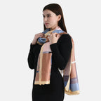 La Marey Elegant Irregular Pattern Satin Scarf (180x80cm) - Blue