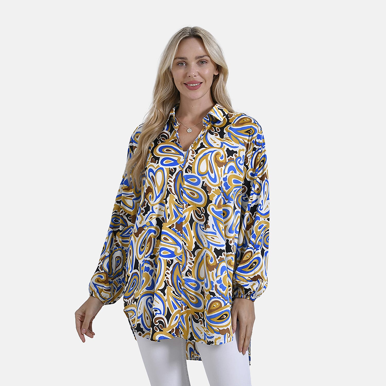 La Marey Elegant Long Sleeve V-Neck Shirt  (Size - L-XL) - Multicolor