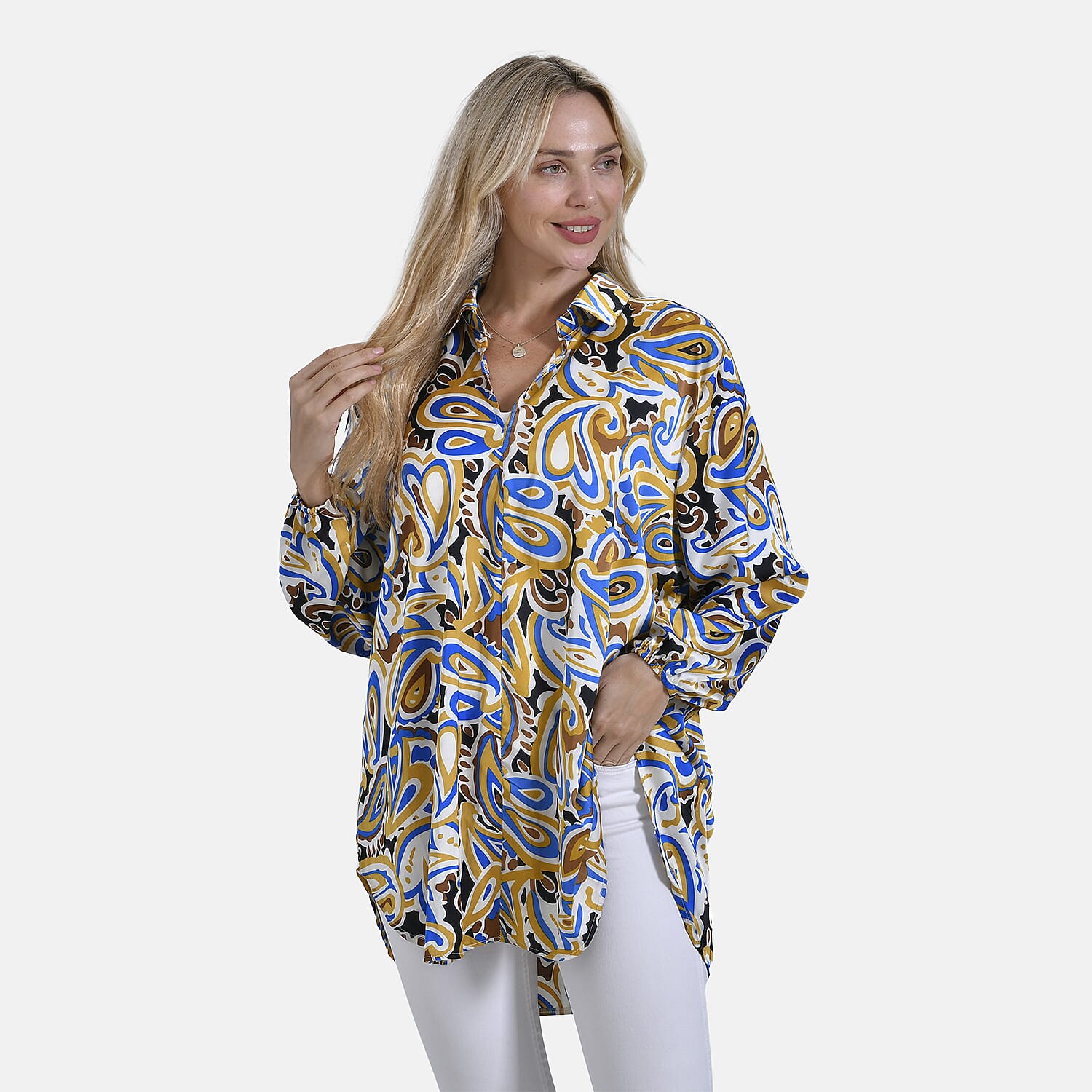 La Marey Elegant Long Sleeve V-Neck Shirt  (Size - L-XL) - Multicolor