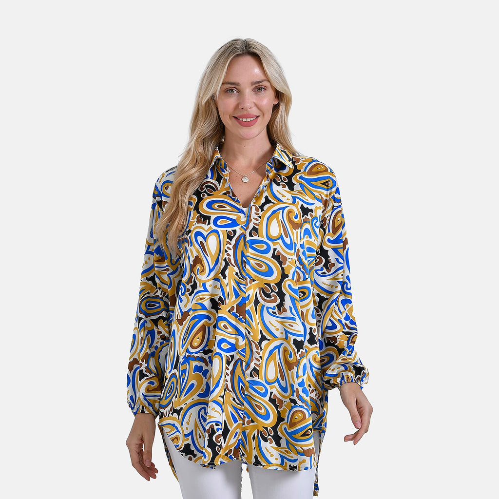 La Marey Elegant Long Sleeve V-Neck Shirt  (Size - L-XL) - Multicolor