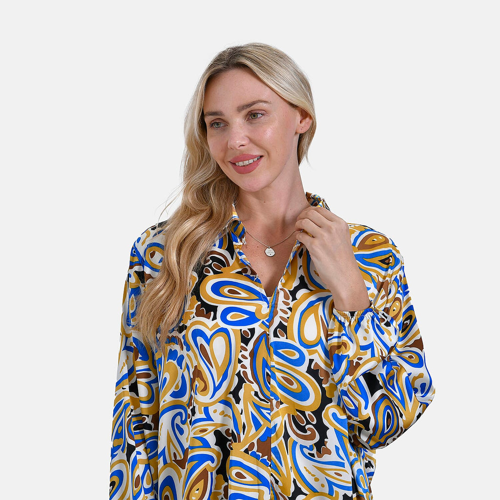 La Marey Elegant Long Sleeve V-Neck Shirt  (Size - L-XL) - Multicolor