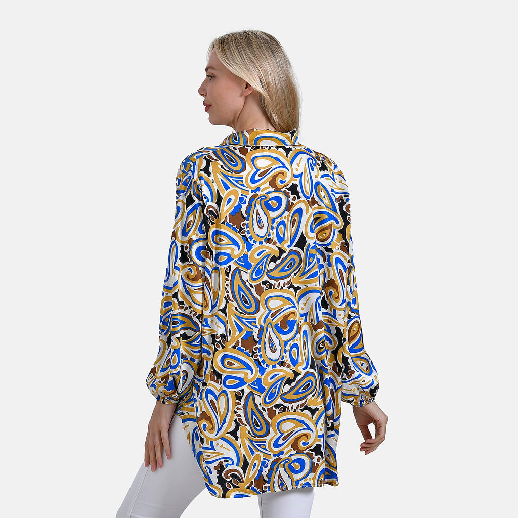 La Marey Elegant Long Sleeve V-Neck Shirt (Size - S-M) - Multicolor