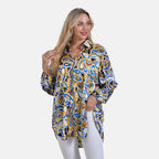La Marey Elegant Long Sleeve V-Neck Shirt (Size - S-M) - Multicolor