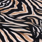 La Marey Elegant Printed Satin Scarf (180x80cm) - Black & Beige