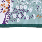 La Marey Elegant Printed Satin Scarf (180x80cm) - White & Green