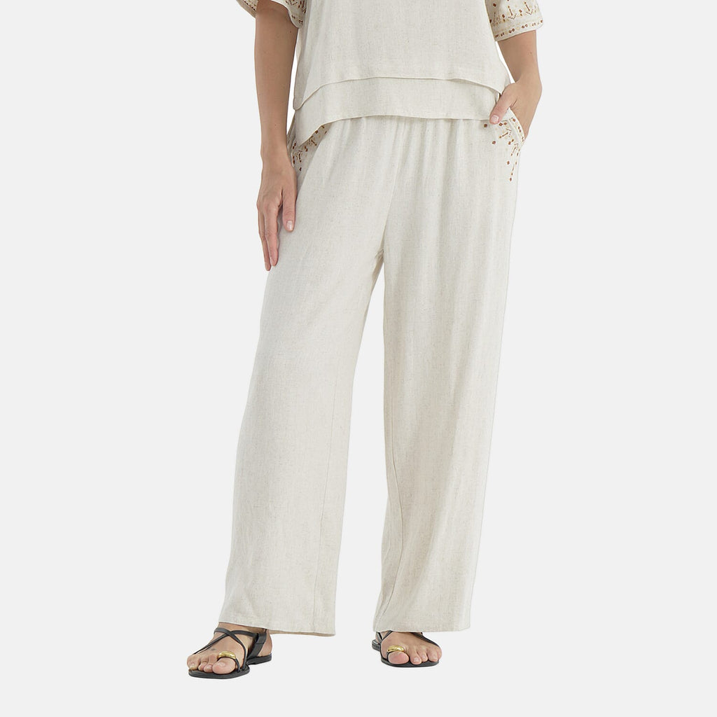 La Marey Embroidered Wide-Leg Trousers (Size 12 To 14) - Cream