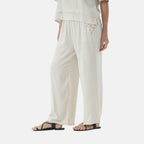 La Marey Embroidered Wide-Leg Trousers (Size 12 To 14) - Cream