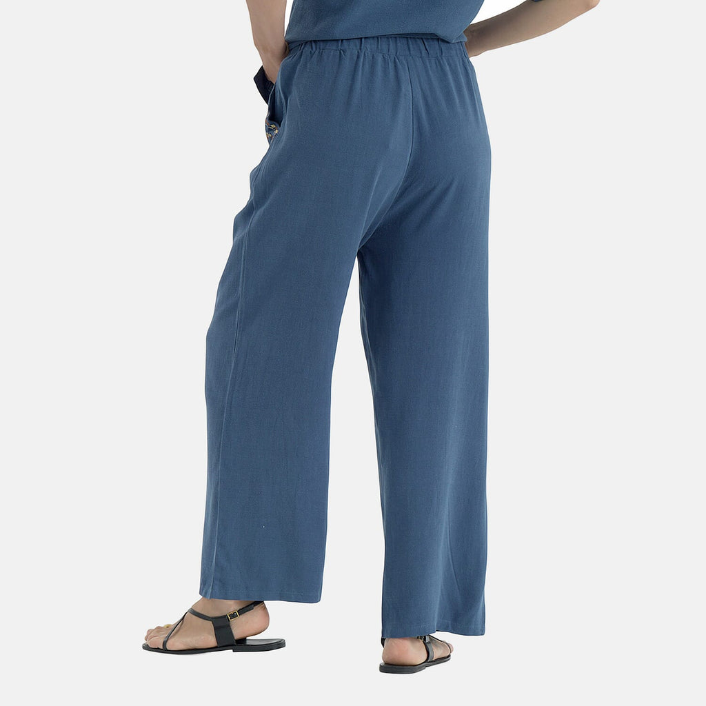 La Marey Embroidered Wide-Leg Trousers (Size 16 To 18) - Blue
