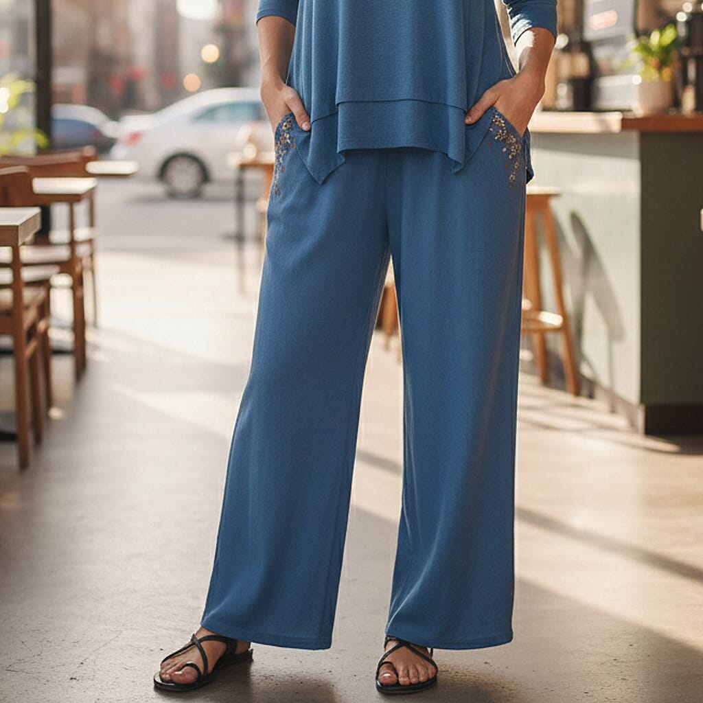 La Marey Embroidered Wide-Leg Trousers (Size 18 To 20) - Blue