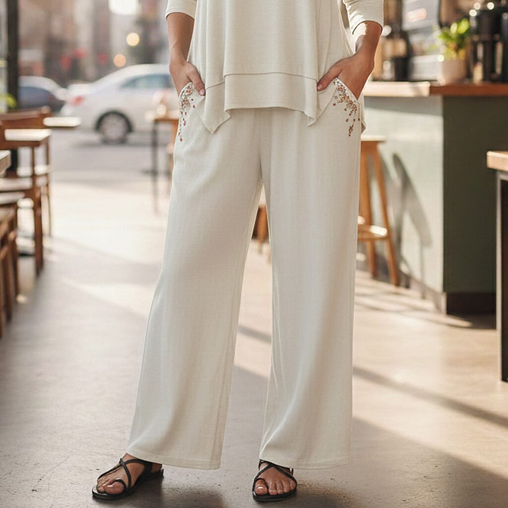 La Marey Embroidered Wide-Leg Trousers (Size 18 To 20) - Cream