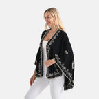 La Marey Stylish Embroidery Short Kimono (One Size) - Black