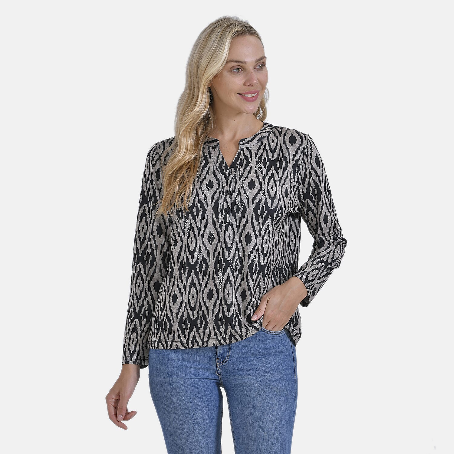 La Marey Full-Sleeve Jersey Top (Size 16 to 18) - Black