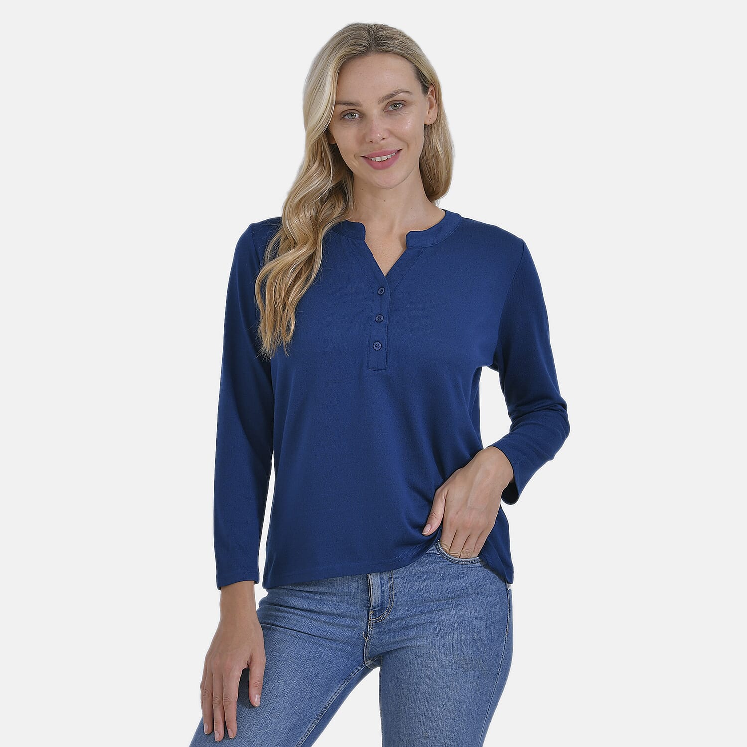 La Marey Full-Sleeve Jersey Top (Size 20 to 22) - Blue