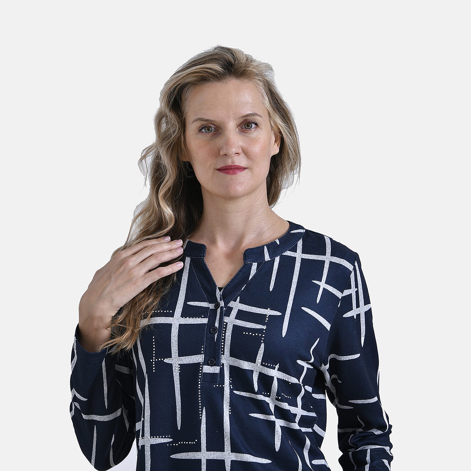 La Marey Full-Sleeve Jersey Top (Size 8 to 10) -  Navy
