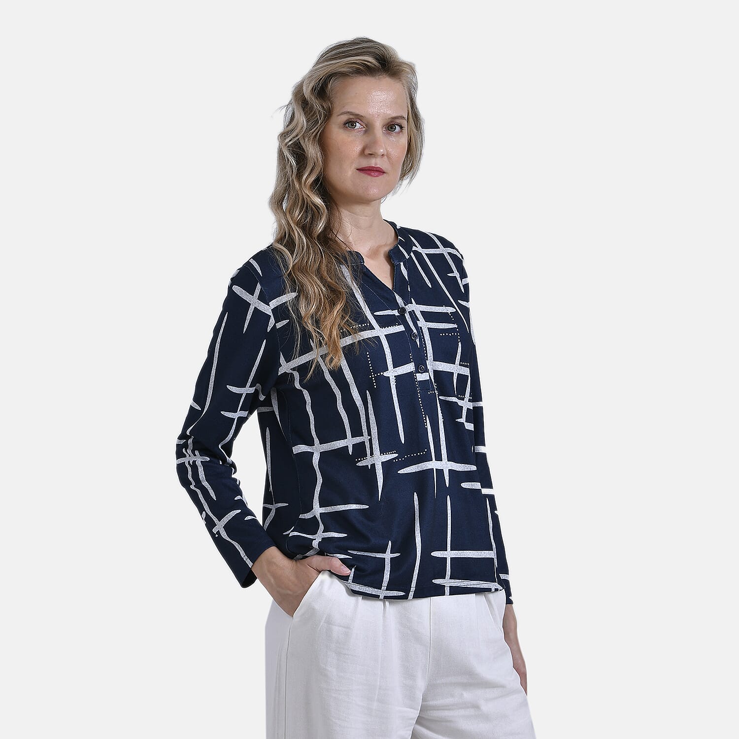 La Marey Ladies Printed Tee (Size XL) - Navy