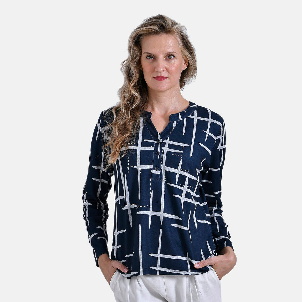 La Marey Ladies Printed Tee (Size XL) - Navy