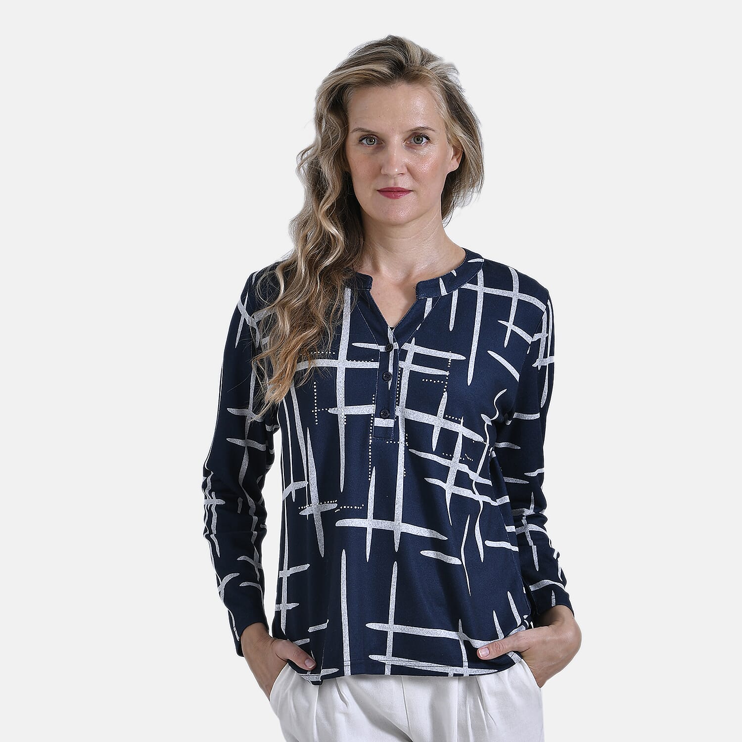 La Marey Ladies Printed Tee (Size XL) - Navy