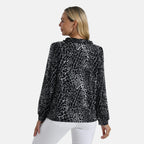 La Marey Frill Jersey Blouse (Size M, 12 to 14) - Grey & Black
