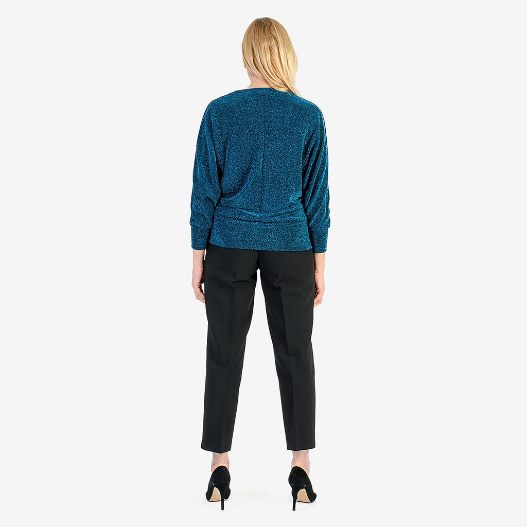 La Marey Glitter Blouse (Size M) - Black with Blue Gliter