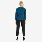 La Marey Glittter Blouse (Size S) - Black with Blue Gliter