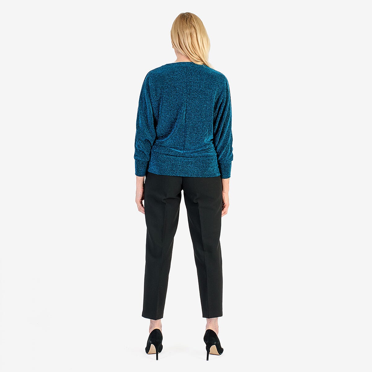La Marey Glittter Blouse (Size S) - Black with Blue Gliter