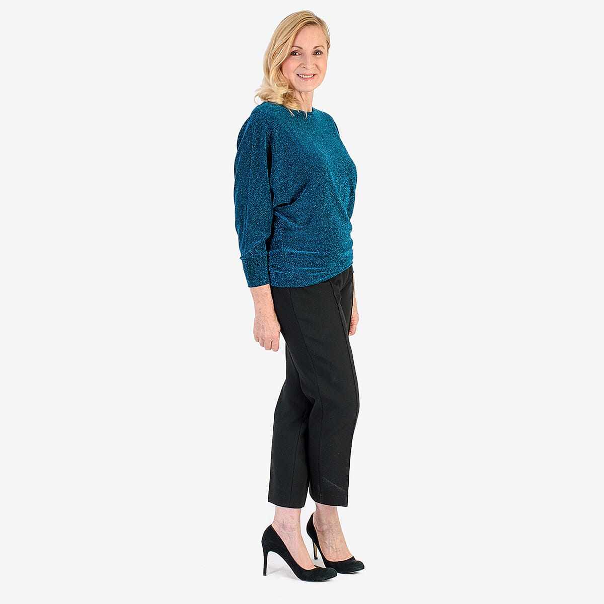 La Marey Glittter Blouse (Size S) - Black with Blue Gliter