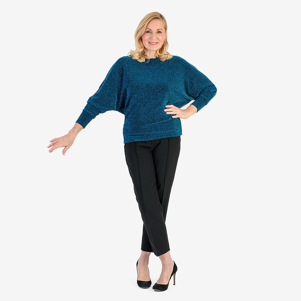 La Marey Glitter Blouse (Size Xl) - Black with Blue Gliter