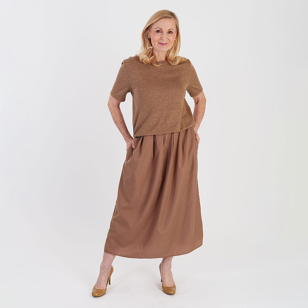 La Marey 2 In 1 Brushed Top Hybrid Dress With Pocket (Size L, Fit 16 To 18) - Chocolate