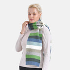 La Marey Knitted Striped Scarf - Blue & Multicolor