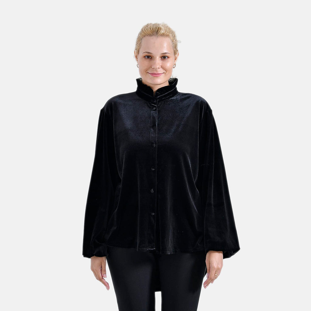 La Marey Festive Velvet Blouse (Size 8 to 10) - Black