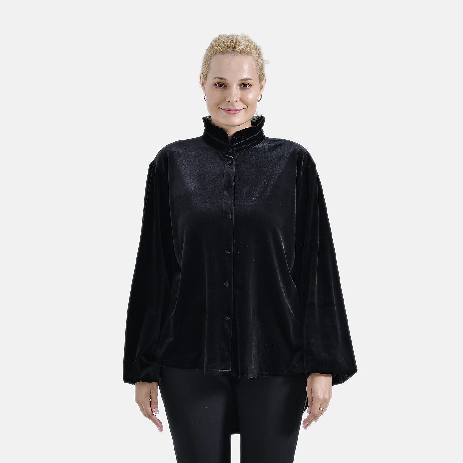 La Marey Festive Velvet Blouse (Size 8 to 10) - Black