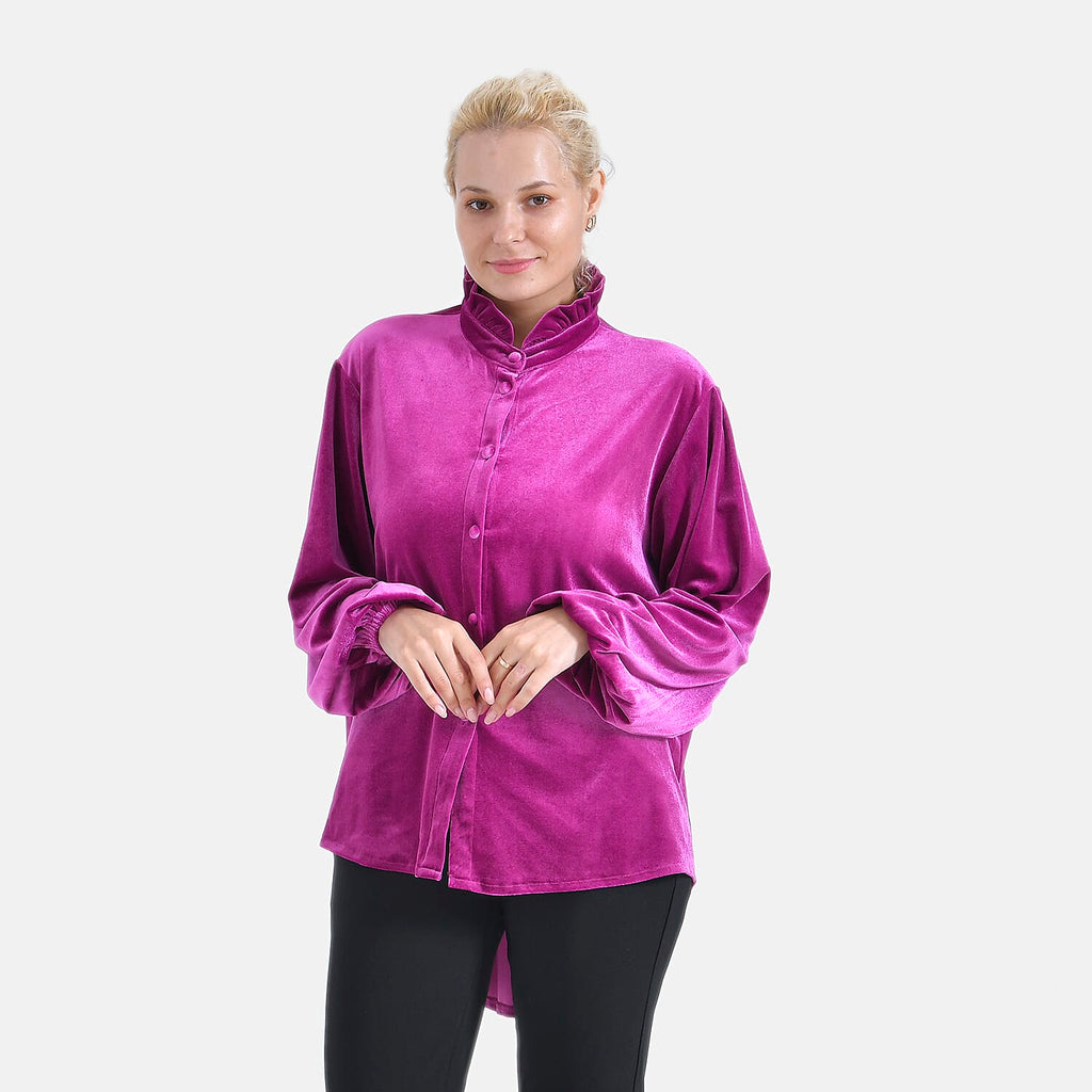 La Marey Festive Velvet Blouse (Size 12 to 14) - Purple