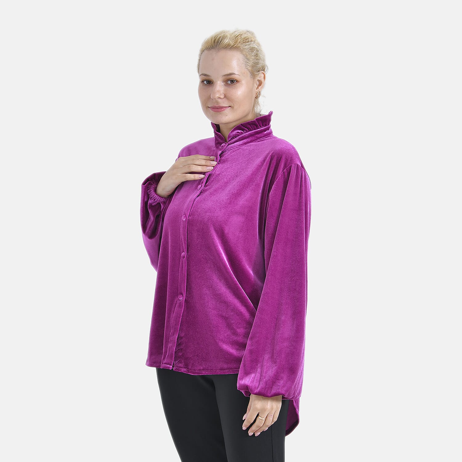 La Marey Festive Velvet Blouse (Size 12 to 14) - Purple