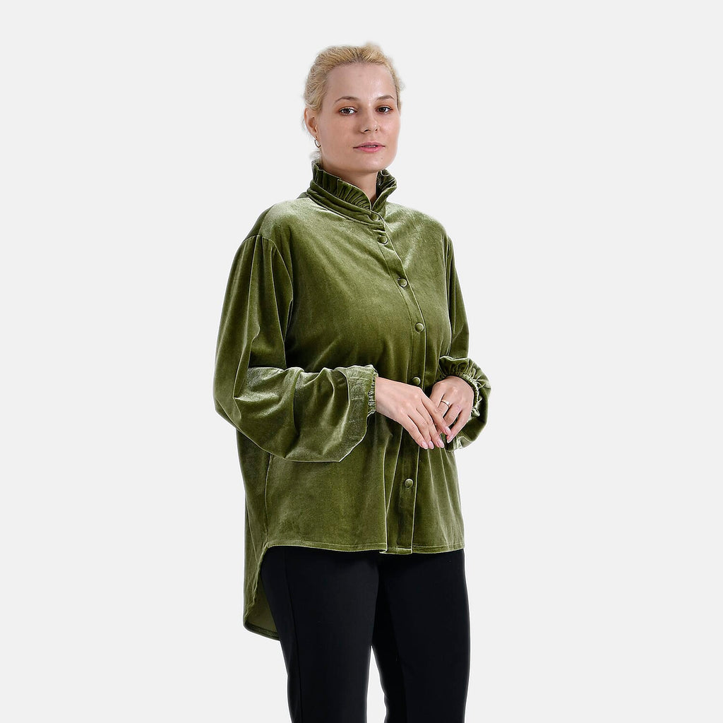 La Marey Festive Velvet Blouse (Size 8 to 10 ) - Green