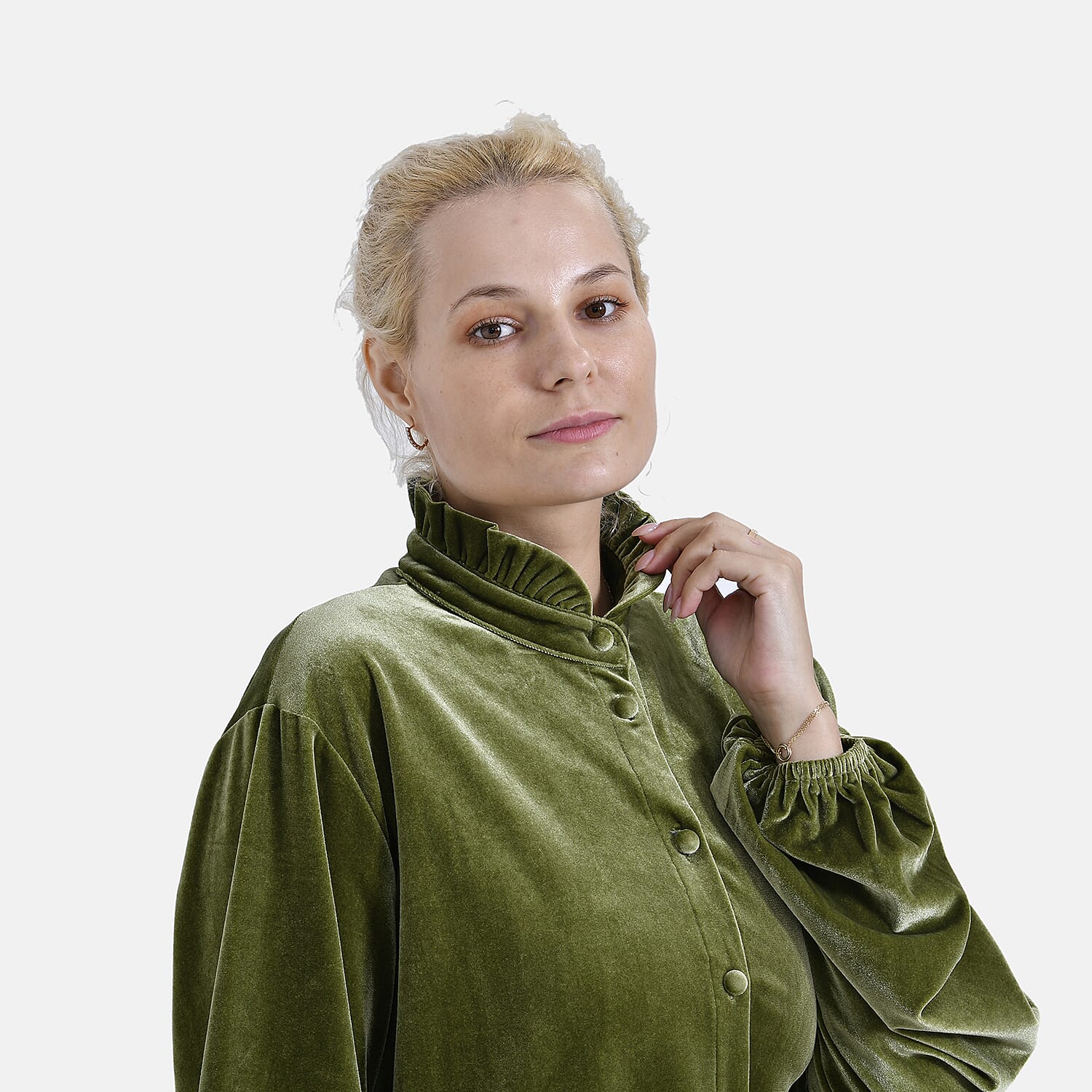 La Marey Festive Velvet Blouse (Size 8 to 10 ) - Green