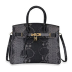 La Marey Leather Snakeskin Crossbody Bag (Size 30x16x24 cm) - Black & Red