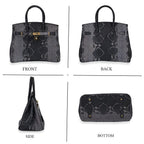 La Marey Leather Snakeskin Crossbody Bag (Size 30x16x24 cm) - Black & Red