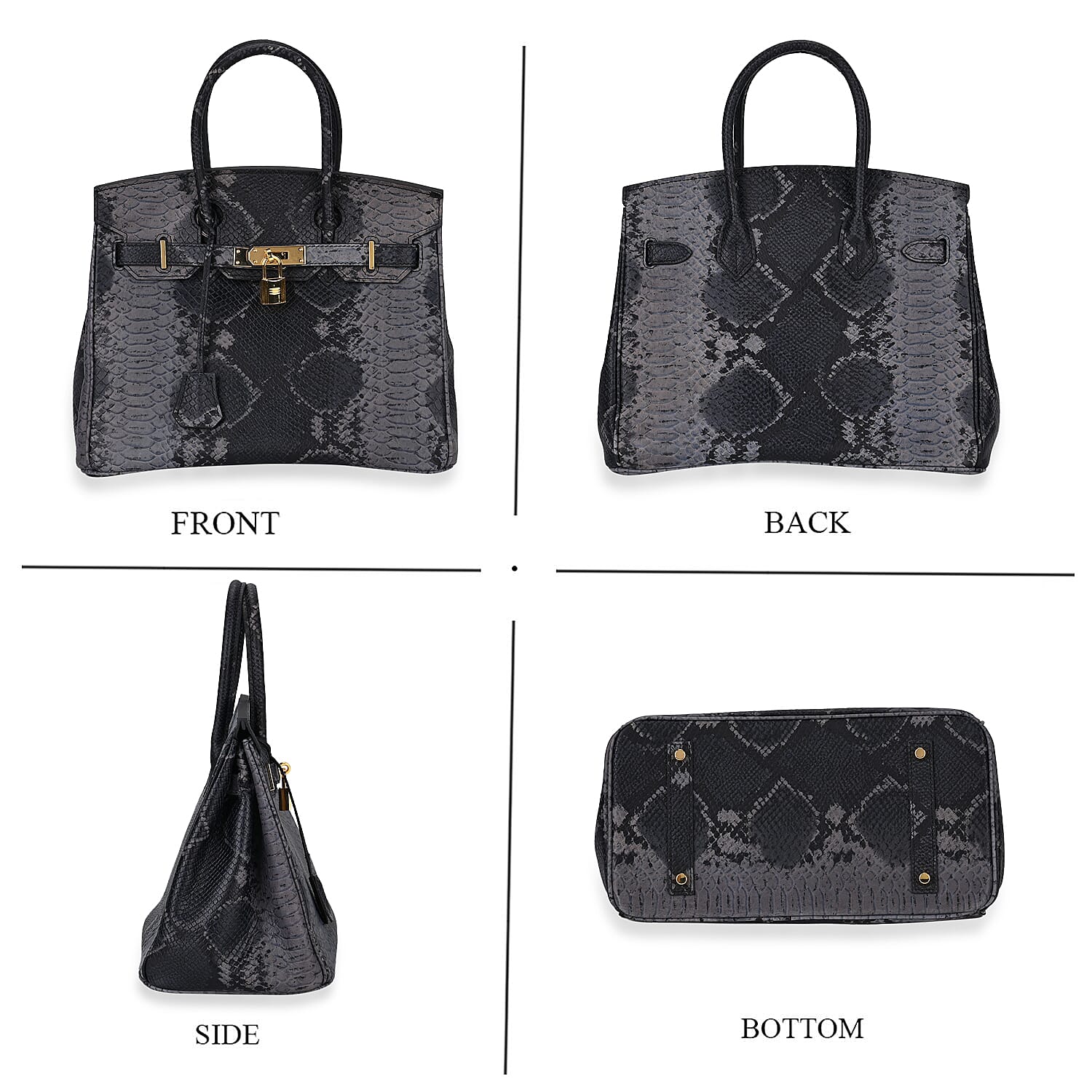 La Marey Leather Snakeskin Crossbody Bag (Size 30x16x24 cm) - Black & Red
