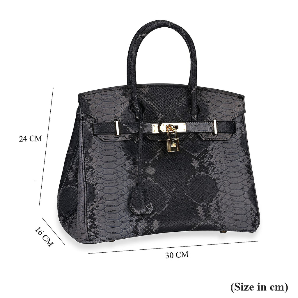 La Marey Leather Snakeskin Crossbody Bag (Size 30x16x24 cm) - Black & Red