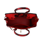 La Marey Leather Snakeskin Crossbody Bag (Size 30x16x24 cm) - Red & Red