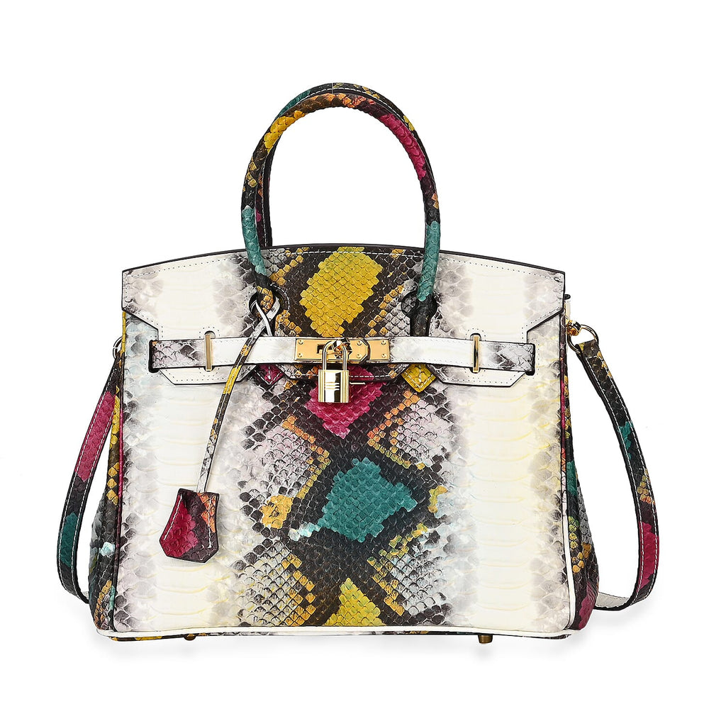 HONGKONG CLOSEOUT - 100% Genuine Leather Snakeskin Pattern Crossbody Bag - White