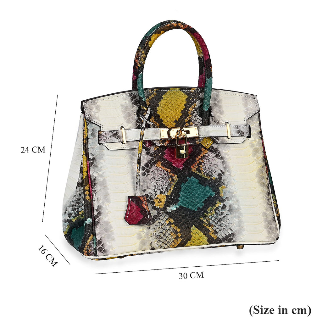 HONGKONG CLOSEOUT - 100% Genuine Leather Snakeskin Pattern Crossbody Bag - White