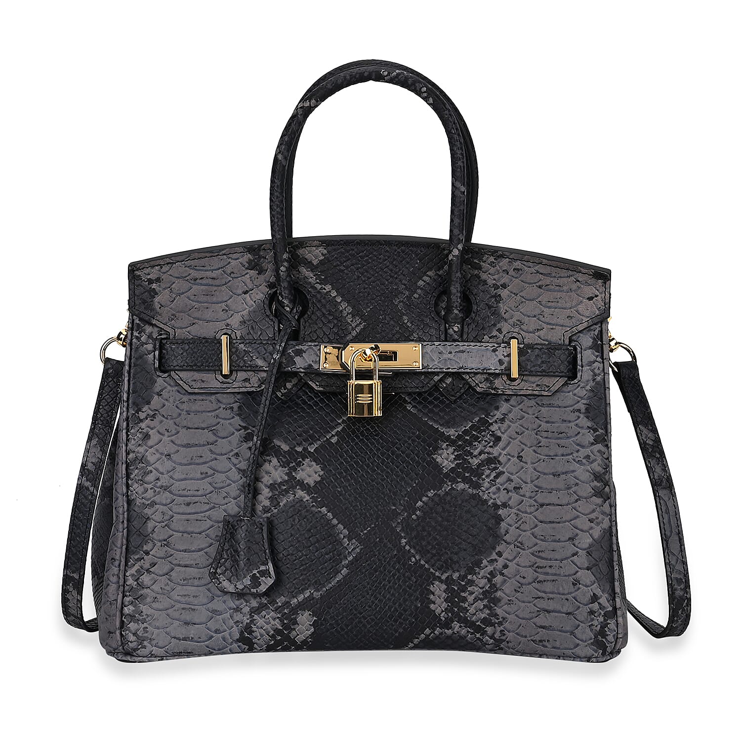 La Marey Leather Snakeskin Crossbody Bag (Size 30x16x24 cm) - Black & Red