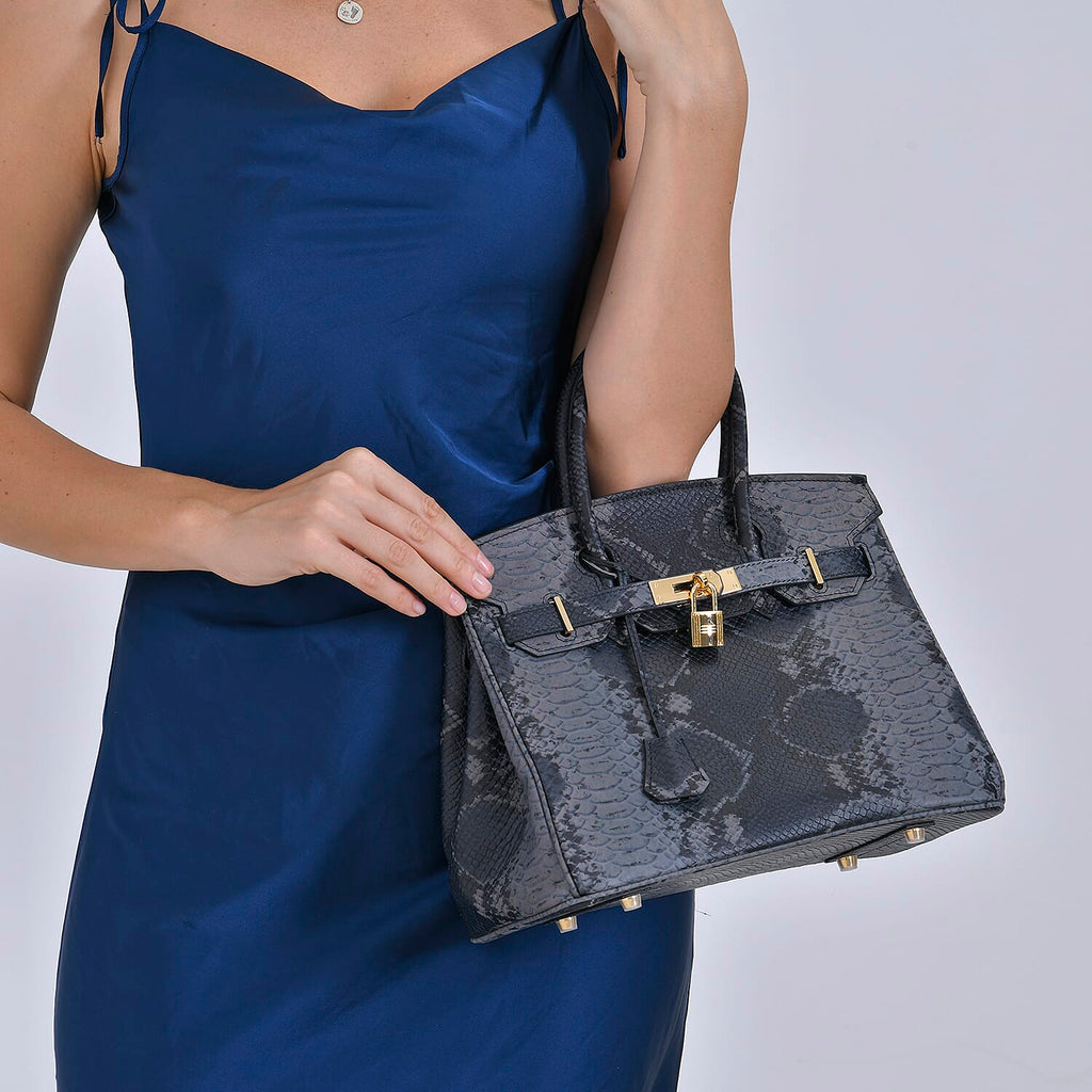 La Marey Leather Snakeskin Crossbody Bag (Size 30x16x24 cm) - Black & Red