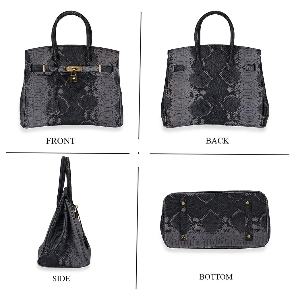 La Marey Leather Snakeskin Crossbody Bag (Size 30x16x24 cm) - Black & Red