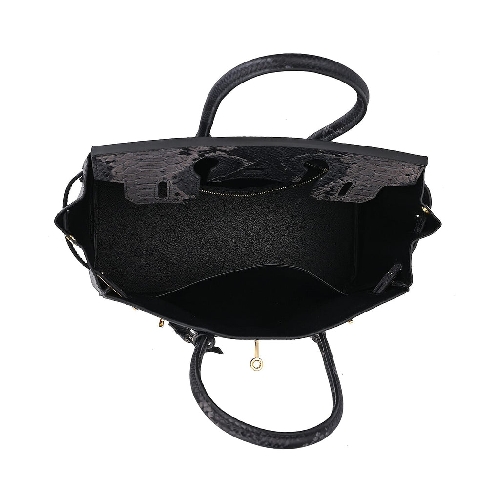 La Marey Leather Snakeskin Crossbody Bag (Size 30x16x24 cm) - Black & Red