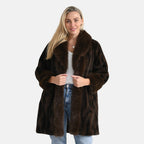 La Marey Signature Leopard Print Faux Fur Longline Coat (Size - S-M) - Brown