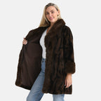 La Marey Signature Leopard Print Faux Fur Longline Coat (Size - S-M) - Brown